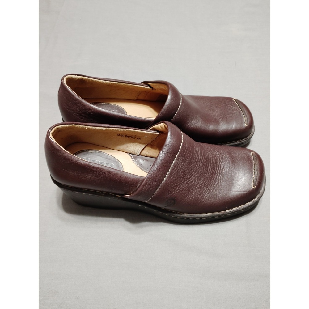 NWOT BORN W9550 P5 Women 10/42 Brown Leather Slip-on Wedge Preppy Academia Shoe‎ - Picture 4 of 12